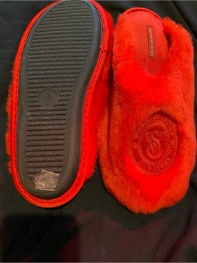 Victoria's Secret Red Plush Slip-On Slippers